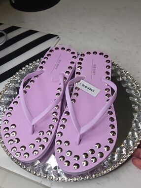 Purple Studded Flip Flops